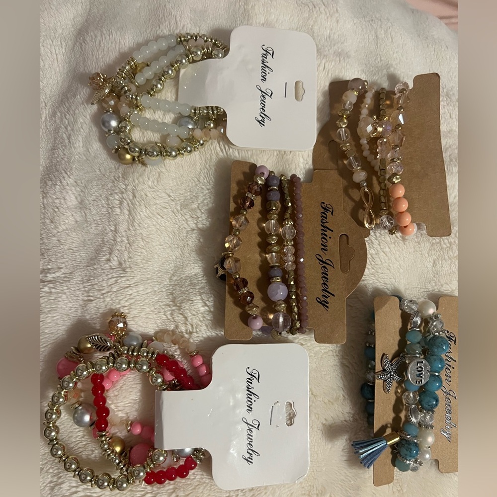 5 Colorful Beaded Bracelet Set